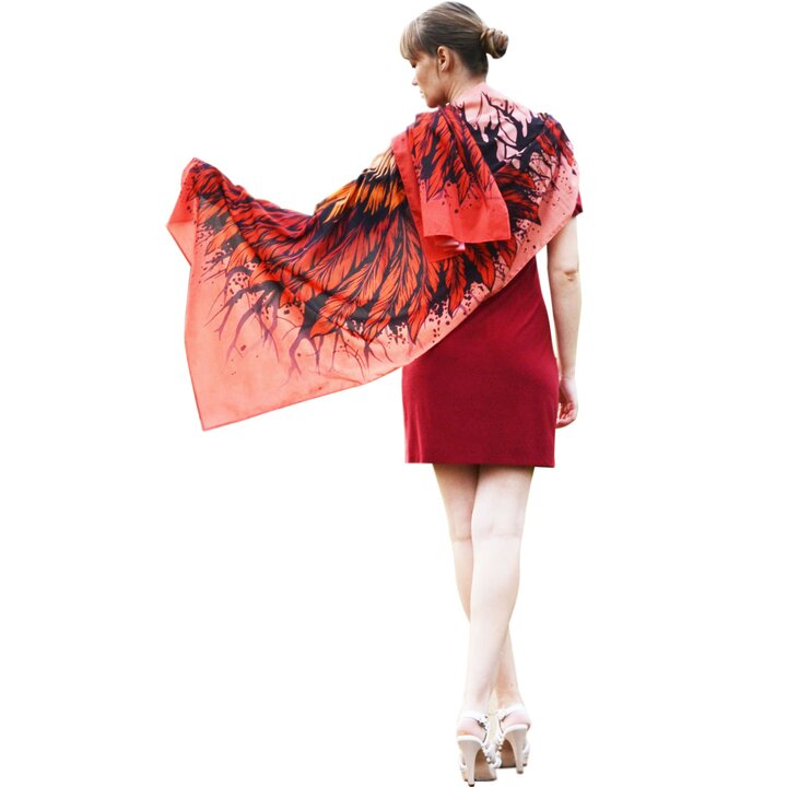Red Wings – silk scarf