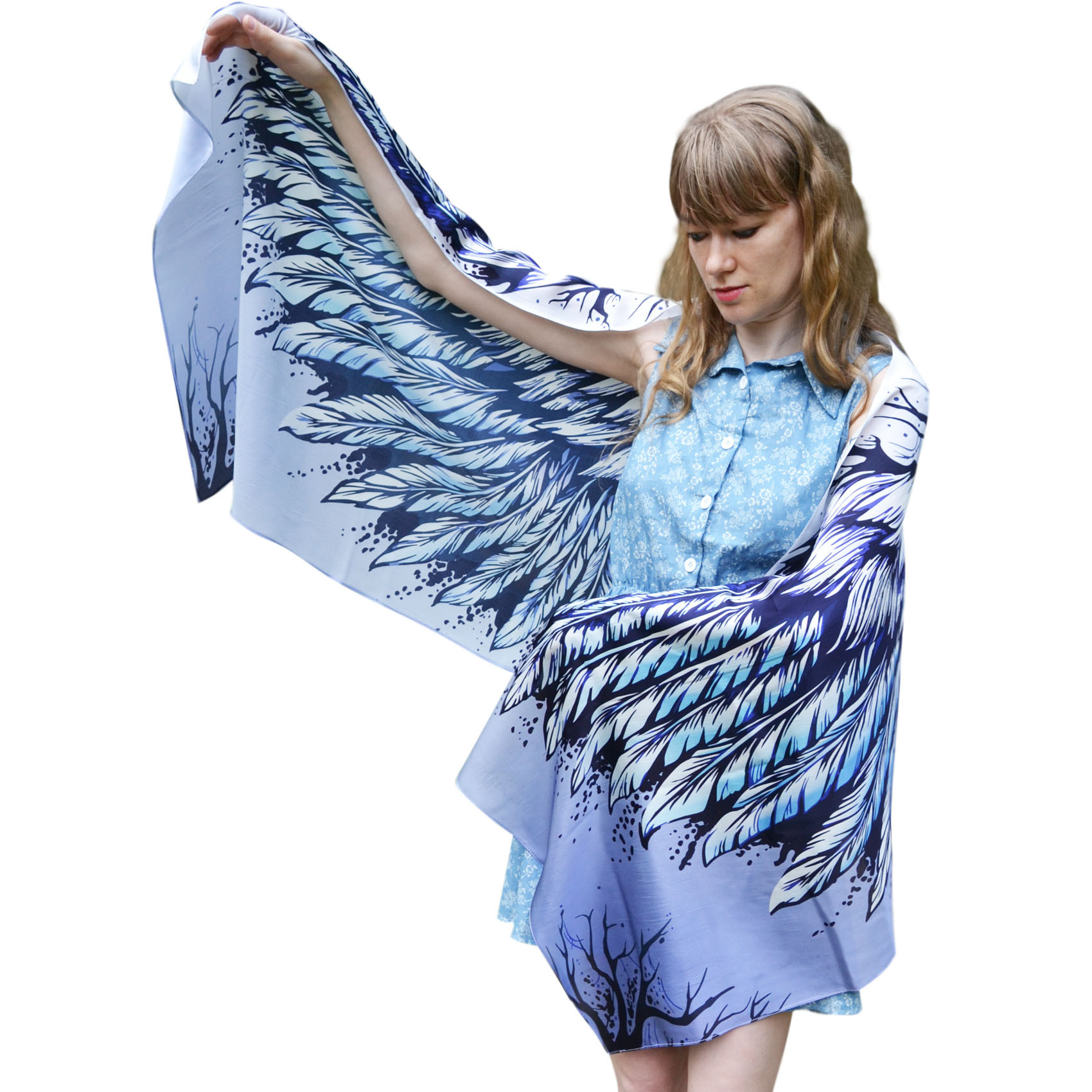 Angel Blue Wings – cotton scarf