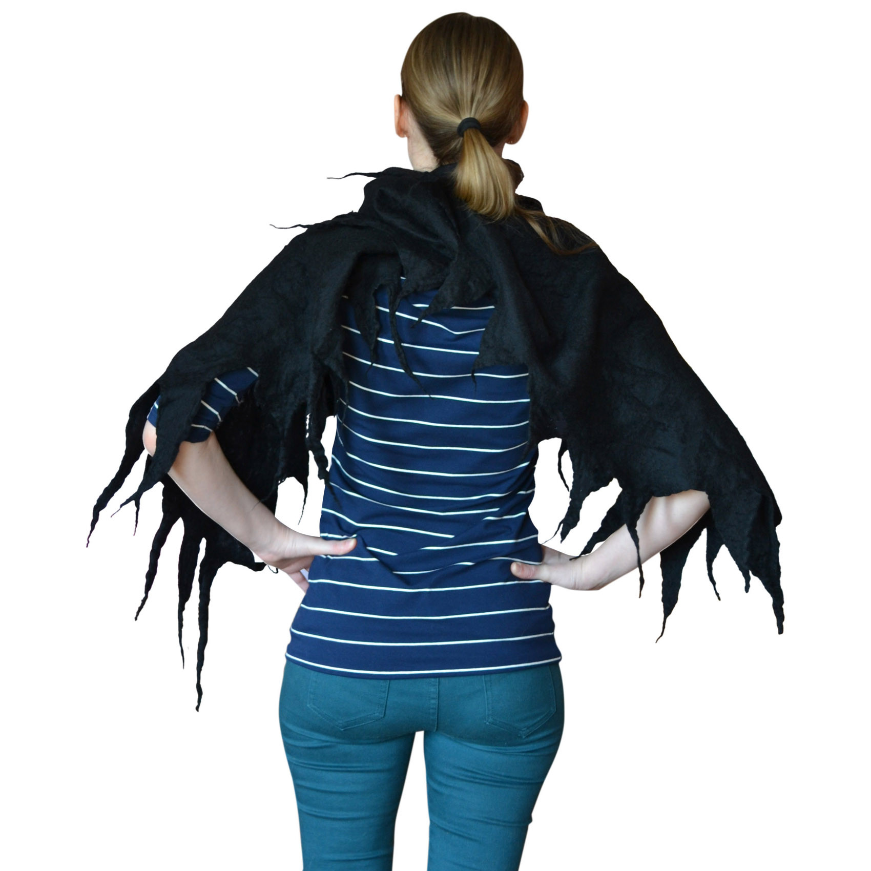 Gothic Black Wings Scarf Warm Wrap Shawl Wool Fiber