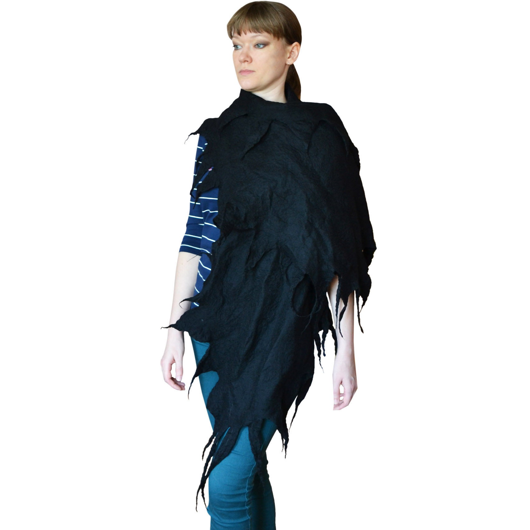 Gothic Black Wings Scarf Warm Wrap Shawl Wool Fiber