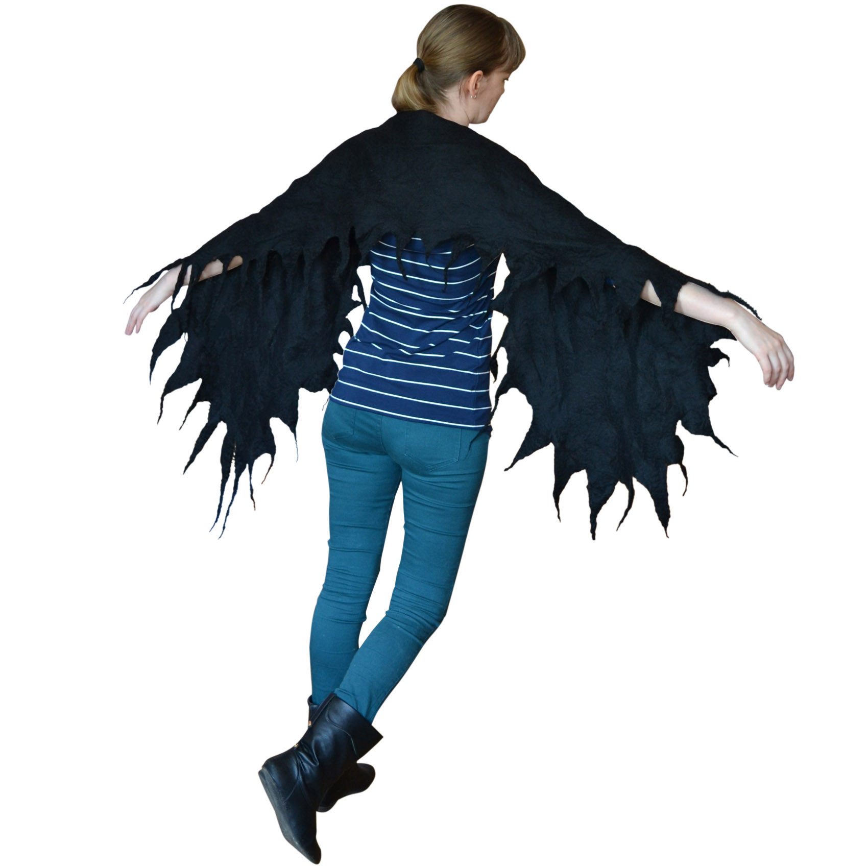 Gothic Black Wings Scarf Warm Wrap Shawl Wool Fiber