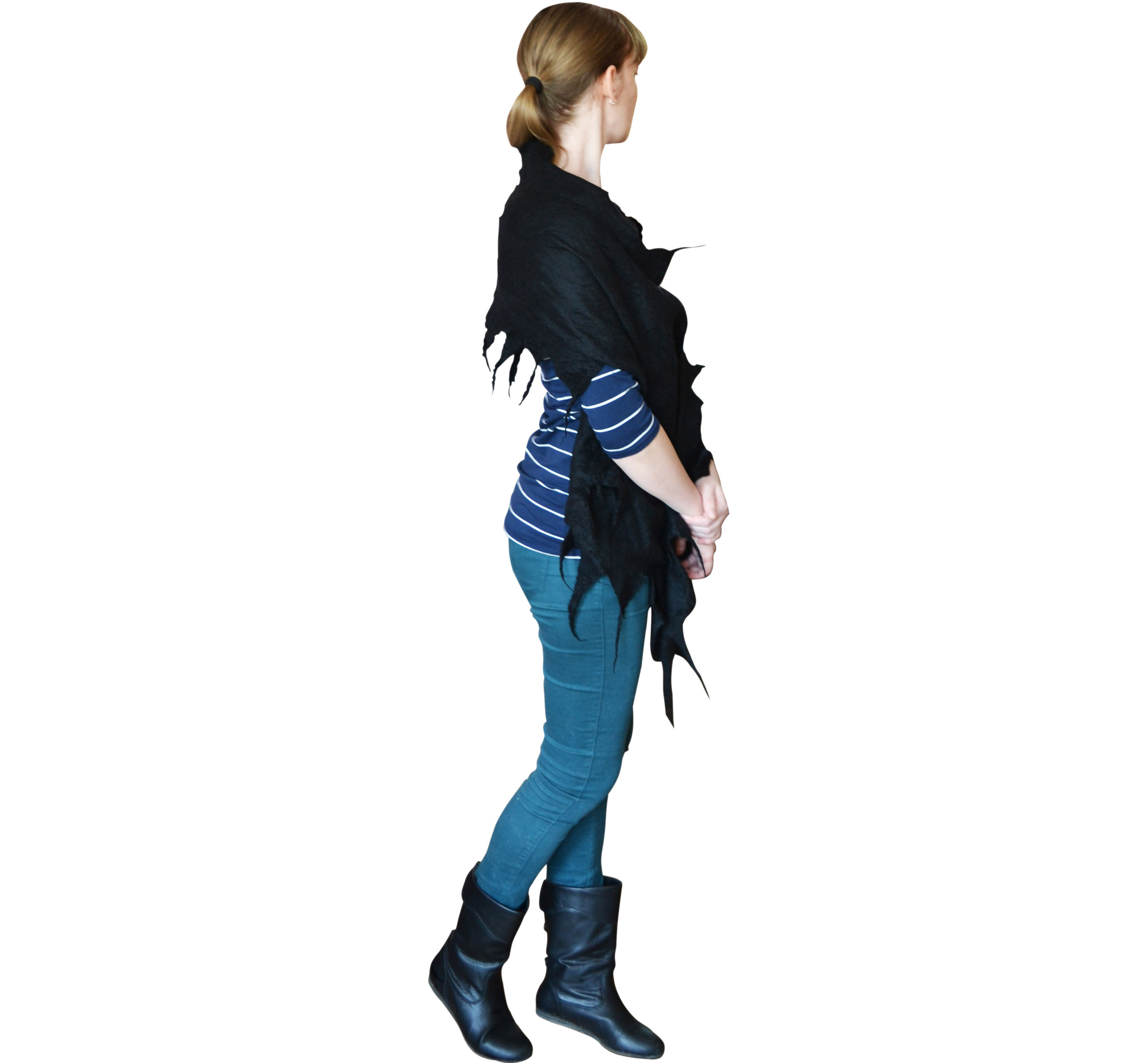 Gothic Black Wings Scarf Warm Wrap Shawl Wool Fiber