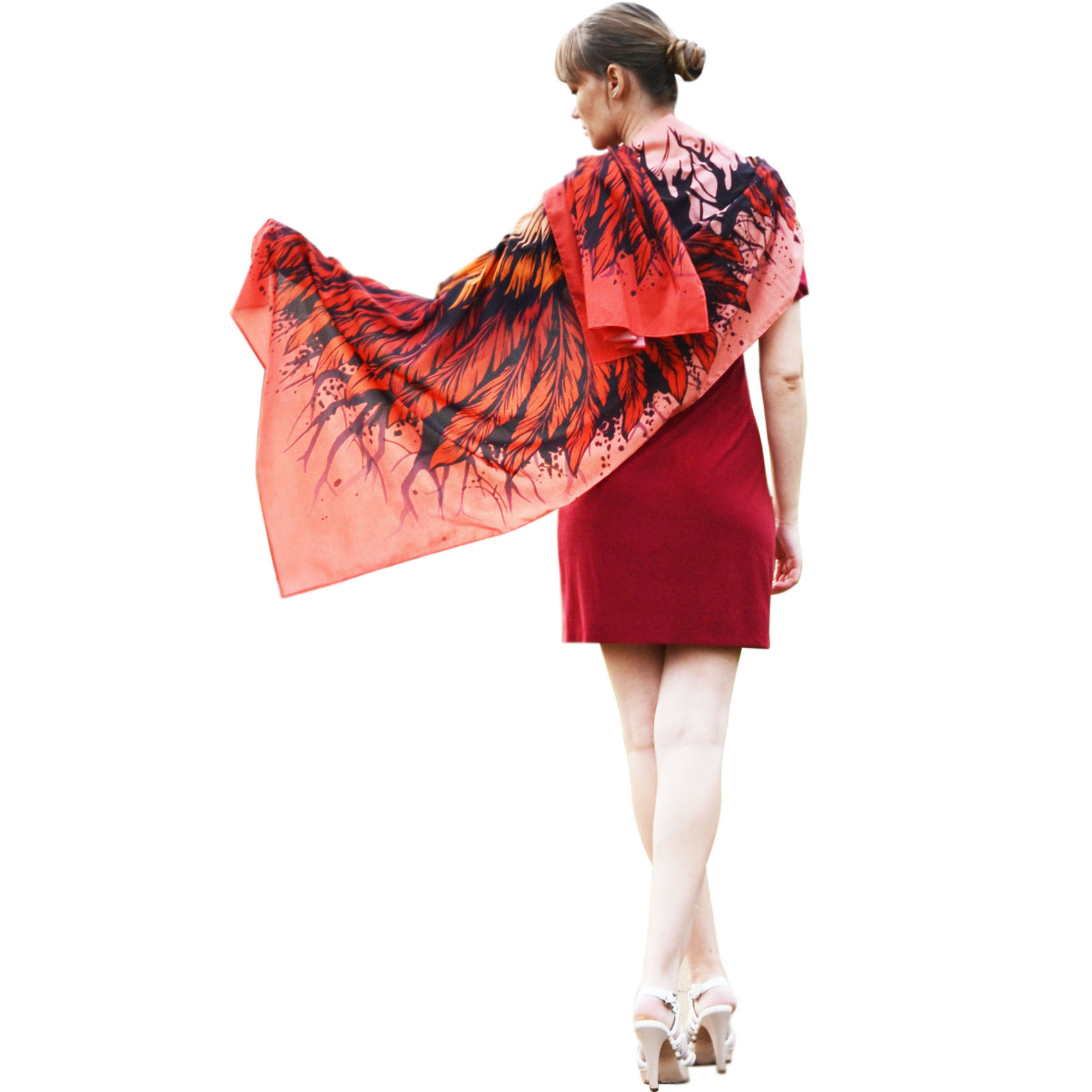 Red Wings – silk scarf