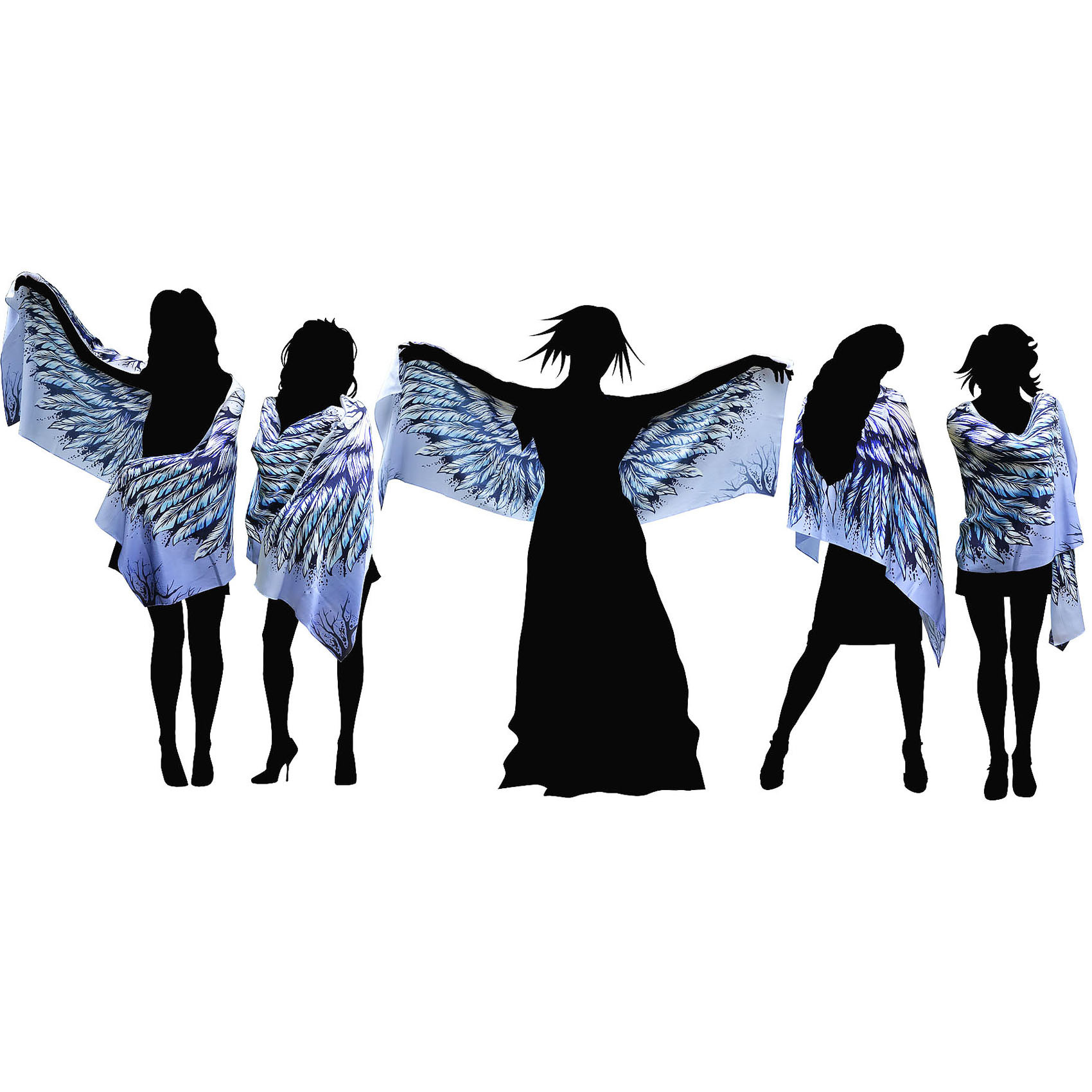 Variation #460 of Blue Angel – scarves set for bridesmaids